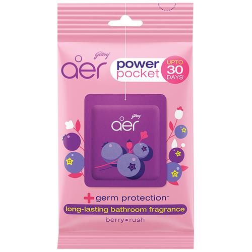 Godrej Aer Power Pocket – Long Lasting Bathroom Fragrance, Berry Rush 10g