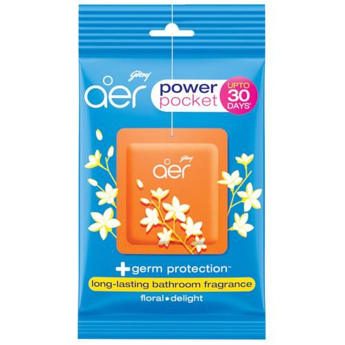Godrej Aer Power Pocket – Long Lasting Bathroom Fragrance, Floral Delight 10g