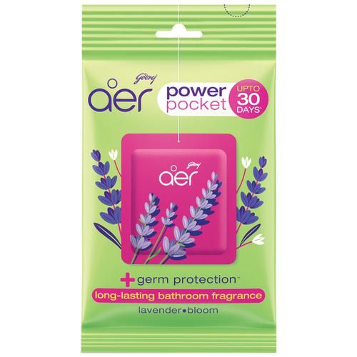 Godrej Aer Power Pocket – Long Lasting Bathroom Fragrance, Lavender Bloom 10g