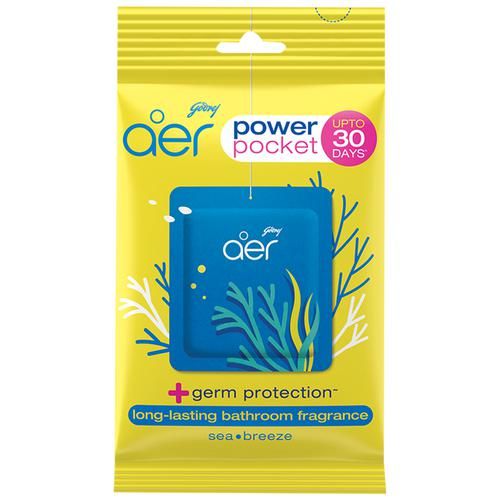 Godrej Aer Power Pocket – Long Lasting Bathroom Fragrance, Sea Breeze 10g