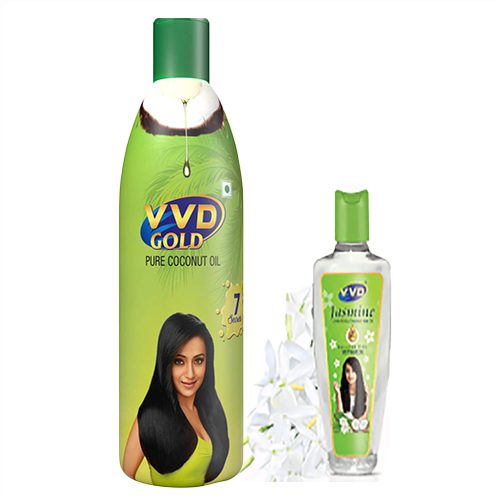VVD Gold Pure Coconut Oil – 500ml, ( Buy 500ml Get VVD Jasmine Hair Oil Free )