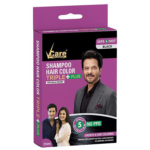 Vcare Shampoo Hair Color Trible Plus – Black 25ml