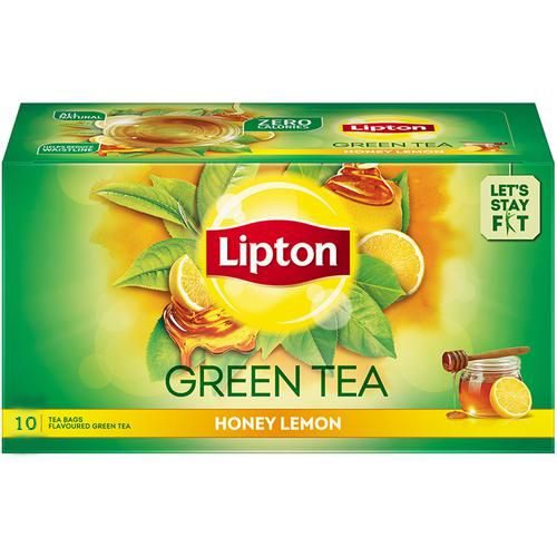 Lipton Honey Lemon Green Tea Bags, 1 Box (10 Bags x 1.3 g each)