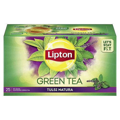 Lipton Tulsi Natura Green Tea Bags, 1 Box (25 Bags x 1.3g each)