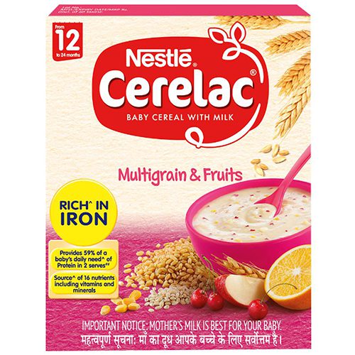 Nestle Cerelac Baby Cereal with Milk – Multigrain & Fruits, From 12-24 Months, Rich in Ir