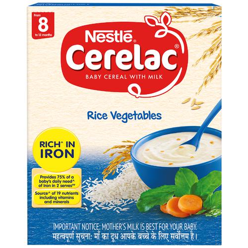 Nestle Cerelac Baby Cereal with Milk – Rice Vegetables, From 8 to 12 Months, 300g Box