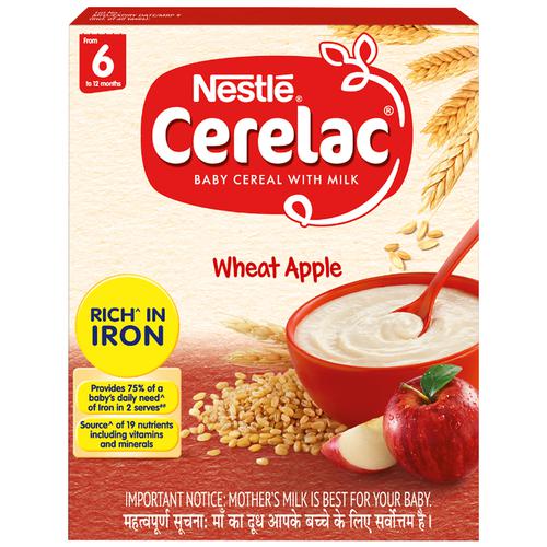 Nestle Cerelac Baby Cereal with Milk – Wheat Apple, From 6-12 Months, Rich in Iron, 300g Box