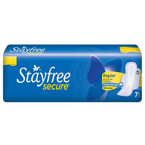 Stayfree Secure Sanitary Pads – Regular Cottony Soft Cover With Wings, 1 Pack (Pcs-7)