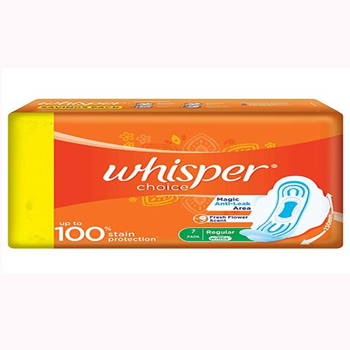Whisper Choice Sanitary Pads – Regular, 1 Pack (7 Pads)