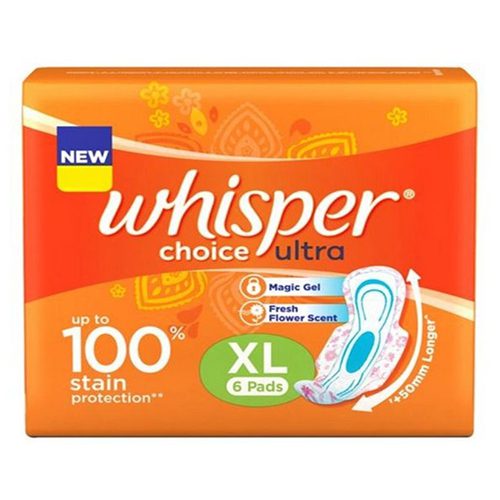 Whisper Choice Ultra Sanitary Pads – XL , 1 Pack (6 Pads)