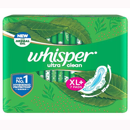 Whisper Ultra Clean Sanitary Napkin with Wings XL Plus, 1 Pack (7+ 1 Free Pads)