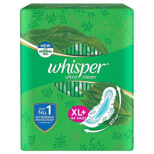 Whisper Ultra Clean Sanitary Pads – XL Plus, 1 Pack (44 Pads)