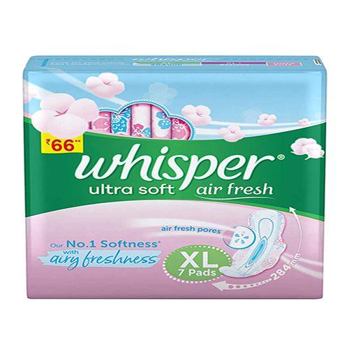 Whisper Ultra Soft Air Fresh Sanitary Pads – XL, 1 Pack (7 Pads)